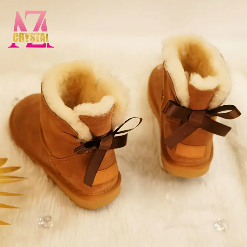 USA Wholesale glitter Winter Outdoor Kids Women Bootsカスタマイズされた光沢のあるシープスキンスパークルダイヤモンドラインストーンスノーブーツ