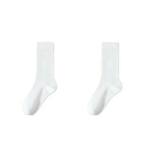 Calcetines Holgados para Mujer, Color Sólido, Media Pantorrilla, Absorbentes de Sudor, Estilo Casual Preppy, Blanco, Negro, Blanco Hueso - Product Image 5