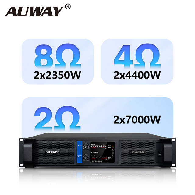 Auway FP14000 2 Channel Professional Karaoke Voice Amplifier 2x2350W Class TD Metal Enclosure XLR Input Speakon Output