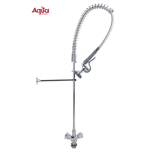 Grifo de cocina industrial de latón de alta resistencia con rociador extraíble y doble manija para prelavado - Product Image 1