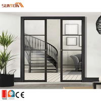 Système de portes coulissantes en verre à cadre en aluminium pour patio, intérieur moderne, hôtel, villa, appartement, sur mesure