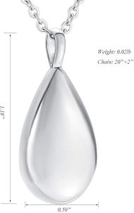 Collier Urne Goutte d'Eau Gravée pour Cendres d'Animaux de Compagnie, Pendentif Commémoratif Simple, Bijou Souvenir de Crémation, Cadeau Personnalisé - Product Image 3