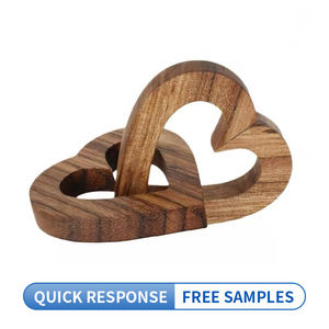 Decoración de corazón entrelazado de madera maciza hecha a mano romántica-Juego de fichas de amor para regalos de San Valentín aniversarios de boda - Product Image 2