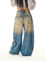 YUANBOFEI Jeans personnalisés de haute qualité, vintage, délavés et déchirés, à jambes larges, en denim super confortable pour femmes