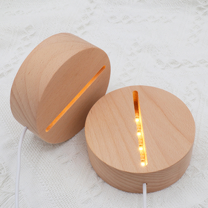 Factory Wholesale <b>Led</b> Illusion Acrylic Round Oval Custom Wood Base <b>Light</b> <b>LED</b> Base for Acrylic 3D Night <b>Light</b> Wood Lamp Base - Product Image 5
