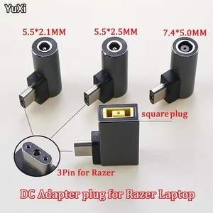 Conector Adaptador de Corriente CC para Portátil <span class=keywords><strong>Razer</strong></span> Blade 15 <span class=keywords><strong>17</strong></span>, 5.5*2.5 7.4*5.0mm Hembra a Adaptador de 3 Pines para <span class=keywords><strong>Razer</strong></span> - Product Image 1