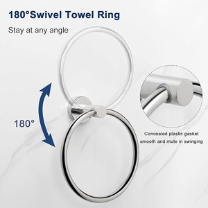 Support mural rond chromé pour serviettes, porte-serviettes moderne pour hôtel, villa, appartement - Product Image 6