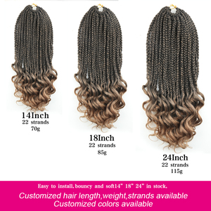 Extensiones de Cabello Sintético de Fibra Premium <span class=keywords><strong>Juliana</strong></span> de 14, 18 y 24 Pulgadas, Trenzas Pre-Hechas Tipo Goddess Box Braids con Puntas Rizadas - Product Image 5