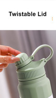 Botella de Agua de Acero Inoxidable con Aislamiento, Termo de Doble Pared, Tapa Flexible, Paja, Viaje, Deportes, Camping, Gimnasio, 28 oz