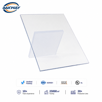 BAKWAY Plaque solide transparente en PC 1220x2440mm, protection UV, panneau plat en polycarbonate pour panneaux de toit de serre