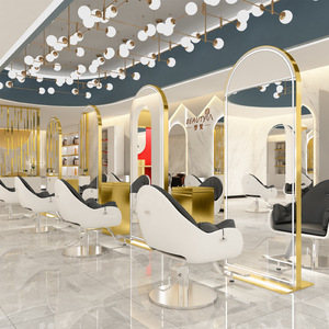Espejo de Salón de Belleza de Una o Dos Caras con Luces LED, Espejo de Pie Estilo Barbería para Peluquería - Product Image 2