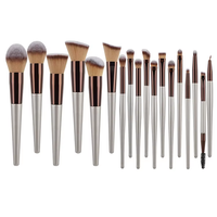 Lot de 18 pinceaux de maquillage professionnels personnalisables avec logo, poils synthétiques néon, manche métallique, marque privée, pour visage, correcteur et lèvres