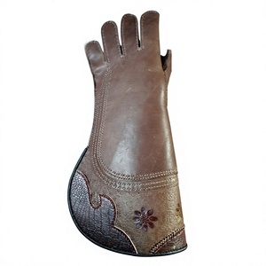<b>Leather</b> <b>Fingerless</b> <b>Gloves</b> Embossed Floral Design Unisex Outdoor Sports Waterproof Lightweight All Seasons - Product Image 1