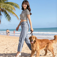 Nouvel Arrivage – Jean Cropped Femme Extensible 4 Directions, Coupe Cigarette, Taille Haute, Décontracté, Amincissant, Allonge les Jambes pour Usage Quotidien
