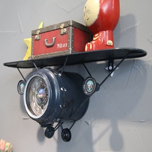Retro Old <strong>Small</strong> Size Aircraft Modeling American Style Iron <strong>Wall</strong> <strong>Clock</strong> - Product Image 1