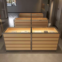 Vitrine d'îlot moderne en aluminium avec tiroirs multi-niveaux pour la maison, les boutiques, les bijouteries et les salles d'exposition