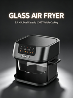 Friteuse à air numérique en verre Anbolife 3,5L 5L 1500W avec panier en verre, voyant lumineux 360° °   OEM ODM CE CB