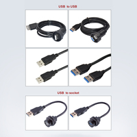 Impermeable IP67 tipo-c 3,1 Micro USB 2,0 3,0 montaje en Panel exterior PCB receptáculo macho Circular hembra Cable de extensión