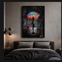 Impression murale en cristal avec motif graffiti d'ampoule colorée, thème urbain, pour salon, bureau, studio, intérieurs modernes