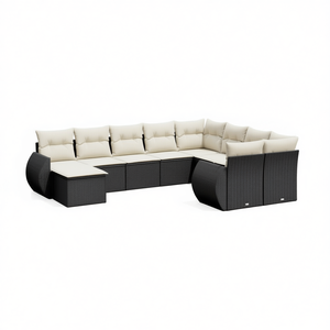 Black <b>Rattan</b> Garden <b>Sofa</b> Set 10+ Seater Weather Resistant Outdoor Furniture Contemporary Design - Product Image 1