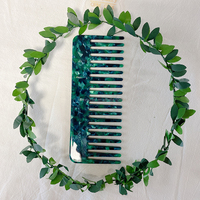 MiDairy 4mm d'épaisseur motif marbre vert de haute qualité peigne en acétate de cellulose peigne à dents larges et ensemble de choix Afro