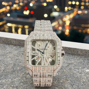 Moissanite Diamond <b>Quartz</b> <b>Watch</b> for <b>Men</b> Antique Style Eco-Friendly Calendar Glass Stainless Steel Band Premium Luxury Daily Wear - Product Image 4