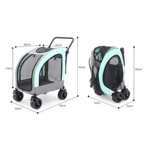 E-RIKE köpek kedi katlanır sepet kamp nefes örgü katlanabilir evcil vagon ile dönebilir tekerlekler - Product Image 3