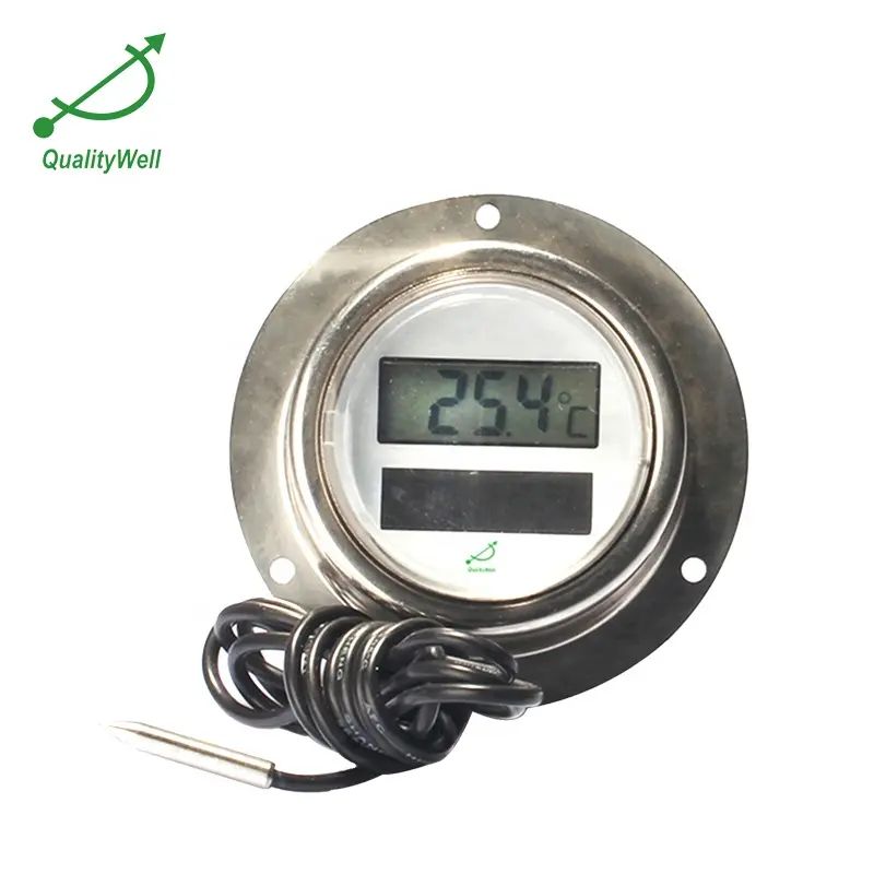 Cold storage solar power digital thermometer with long wire lcd display
