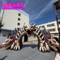 Arche gonflable géante Dragon squelette à trois têtes avec fissures de lave