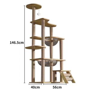 Moderne, milieuvriendelijke kattenboom met 4 niveaus & bovenop kartonnen verpakking, geschikt voor binnen/buiten gebruik, kattenklimrek & krabplank - Product Image 5