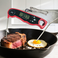 Termometer Digital lipat bahan baja tahan karat, termometer makanan & daging, penggunaan luar ruangan dapur LCD baja tahan karat 304 & Plastik