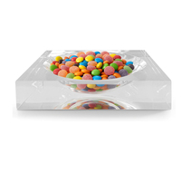 Bol à bonbons carré en acrylique bleu translucide sur mesure, pièce unique en lucite, vaisselle artisanale pour snacks, noix et chocolat