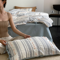 Parure de lit de luxe en coton peigné 40S, style bohème, jacquard ajouré, 4 pièces, ton Morandi, pour la maison, l'hôtel, la chambre à coucher