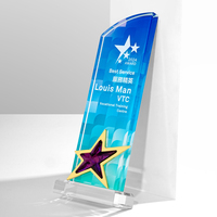 Trophée en cristal étoile à cinq branches de haute qualité, imprimé et gravé en 3D, idéal pour les trophées de football, de marathon et les récompenses d'entreprise