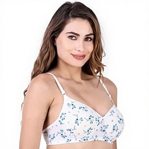 Sujetador de uso diario para mujer, con estampado, copas suaves acolchadas, cobertura total, transpirable, ajuste cómodo, tirantes ajustables, lencería informal - Product Image 1