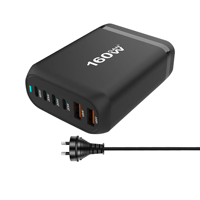 Chargeur de bureau Mindpure 160W GaN 5 ports USB C, station de charge rapide PD 3.0 QC 4.0 pour ordinateur portable, smartphone, tablette