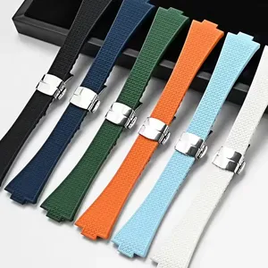 สายยางฟลูออโรสำหรับนาฬิกา <span class=keywords><strong>Tissot</strong></span> <span class=keywords><strong>PRX</strong></span> Series ขนาด 35 มม. 40 มม. หัวเข็มขัดแบบผีเสื้อ ขนาด 11 มม. 12 มม. กันน้ำ ถอดเปลี่ยนได้รวดเร็ว สายนาฬิกา FKM - Product Image 2
