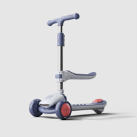Trottinette 2 en 1 réglable avec lumière LED, trottinette pliable à 3 roues avec siège pour enfants de 3 à 8 ans