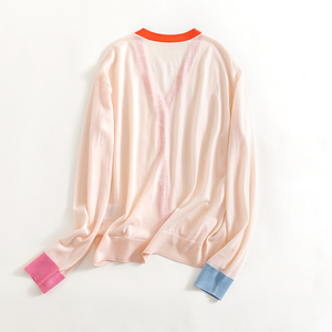 Pulls en laine et coton tricotés à maille fine, légers, coupe ample, couleurs mélangées, pour femme, style bureau, 14gg, nouvelle collection - Product Image 2