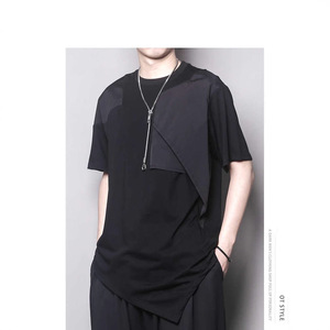 Camiseta de Verano Estilo <span class=keywords><strong>Diablo</strong></span> con Diseño Asimétrico, Dobladillo Inclinado, Corte Tridimensional, Holgada, de Manga Corta, Sólida y Transpirable - Product Image 2