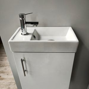 Lavage à la main minimaliste à petite échelle lavabo intégré évier armoire de salle de bain rectangle céramique bassin unique blanc - Product Image 3