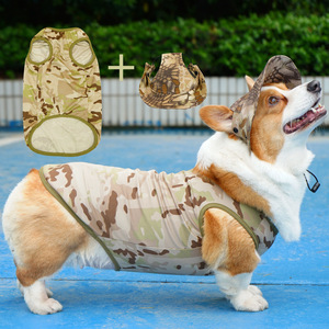 Ensemble gilet et chapeau de camouflage pour animaux de compagnie, vêtements d'extérieur à séchage rapide pour Corgi, bouledogue français, petits chiens, printemps, été, automne - Product Image 1