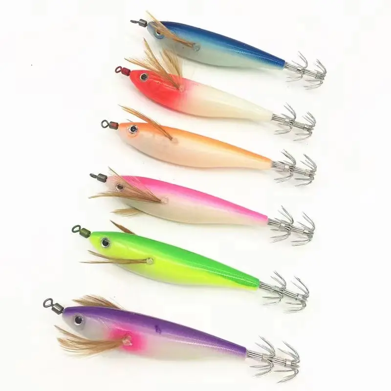 Wholesale Octopus 10.5cm Squid Jig Luminous Wooden Shrimp Squid Hook Fishing Lure Squid Jig