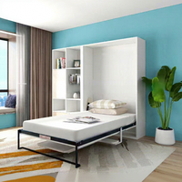 Lit mural pliant moderne et minimaliste en métal avec armoire et bureau intégrés, lit simple rotatif et pliable avec rangement, ensemble de chambre à coucher