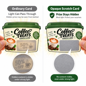 Free Design Instant Prize Digital Printing Die Cut Custom Shape Coffee Store Game Reward <b>Scratch</b> Off Cards - Product Image 4