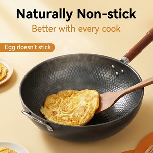 <span class=keywords><strong>Wok</strong></span> de Hierro Fundido de Alta Pureza con Tapa de Vidrio Templado, Mango de Madera Anti-Quemaduras, Compatible con Estufas de Inducción, Negro, 8-12L - Product Image 4