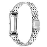 Correa de reloj de acero inoxidable de 5 eslabones, correa de metal sólida de 5 cuentas con cierre de mariposa ajustable, pulsera de repuesto para Fitbit Air