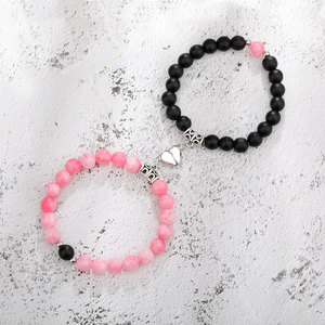 2 pz/set di perle di pietra naturale braccialetto di Yoga per gli amanti a distanza magnete del cuore coppia bracciali amicizia gioielli fatti a mano - Product Image 4