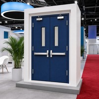 Porte double en acier ignifugée avec fenêtre de vision, certifiée WH, porte métallique d'urgence pour bâtiment commercial