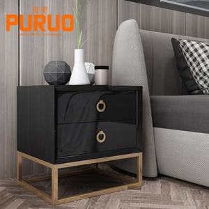 Schlafzimmer Zwei Schubladen schwarz Holz Nachttisch Nachttisch - Product Image 2